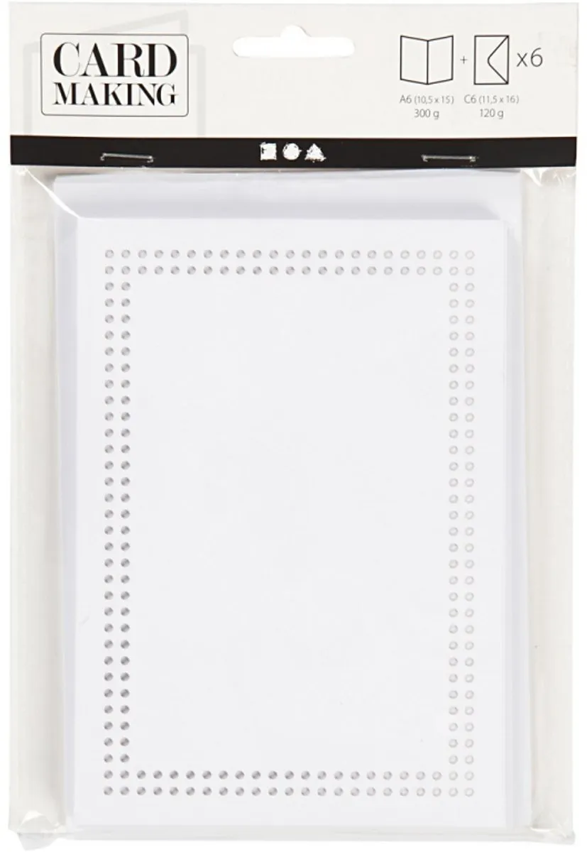 Creativ Company Borduurkaarten 10,5x15cm - Wit - 6 Stuks