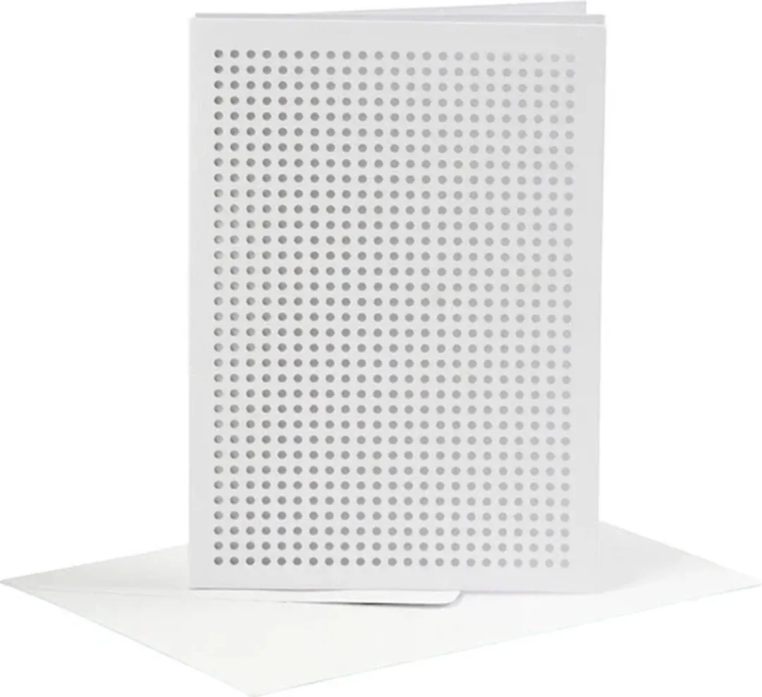 Creativ Company Borduurkaarten 10,5x15cm - Wit - 6 Stuks