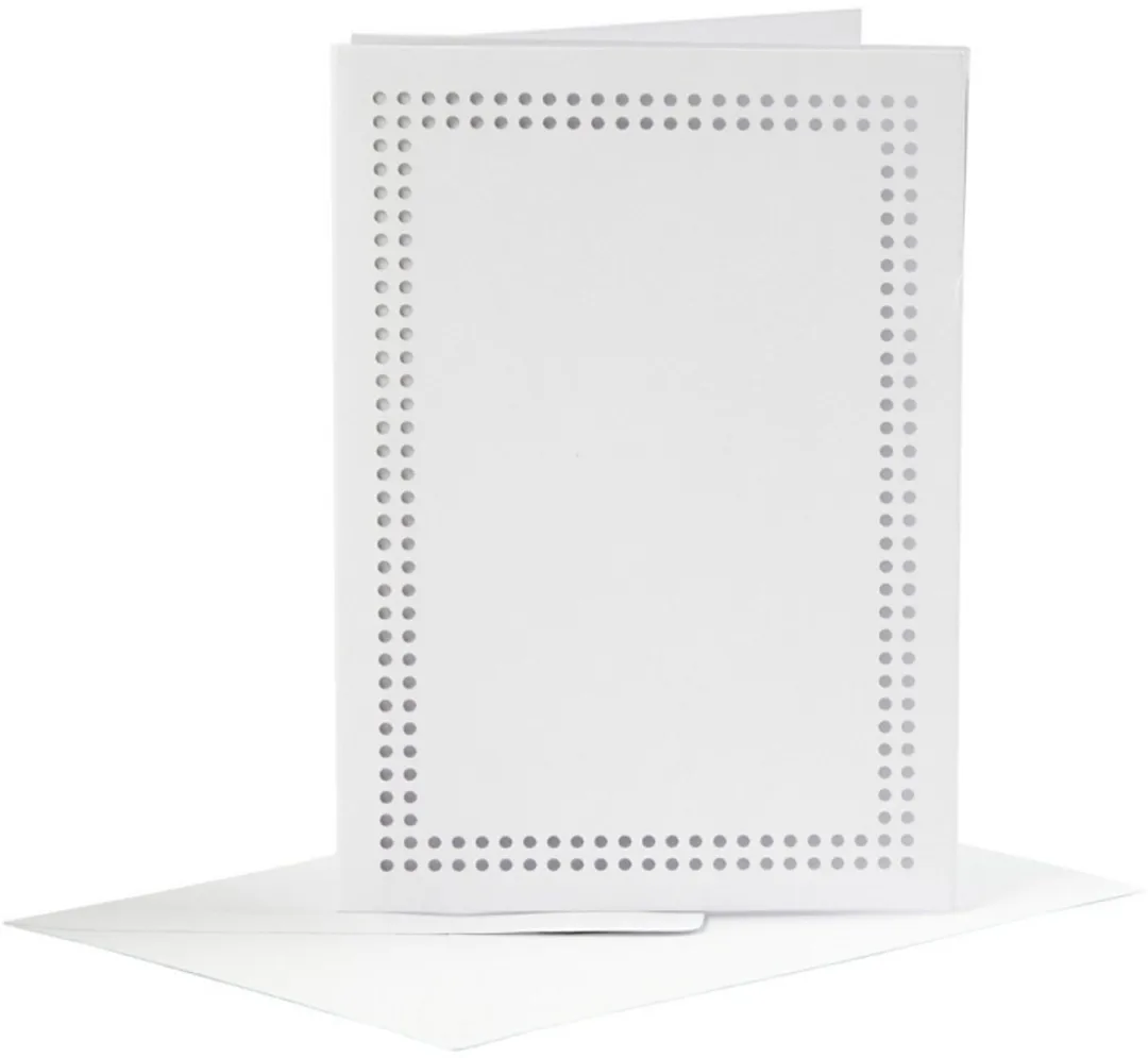 Creativ Company Borduurkaarten 10,5x15cm - Wit - 6 Stuks
