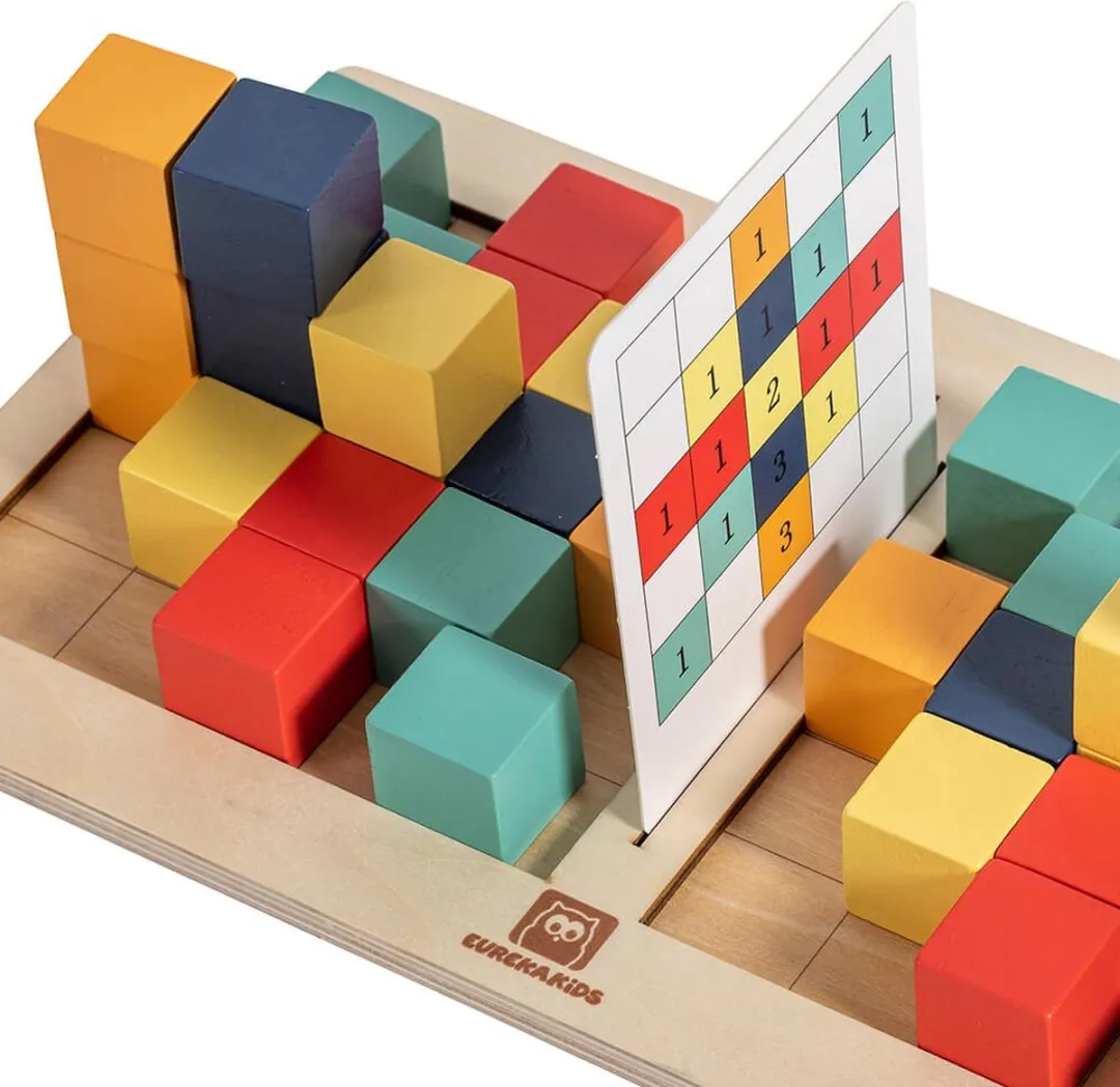 Eurekakids Block Competition Ruimtelijk Inzichtspel - 40 Houten Blokken
