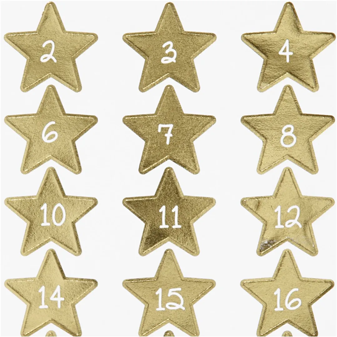 Creativ Company Advent Stickers Gouden Sterren 1-24 - 24 Stuks