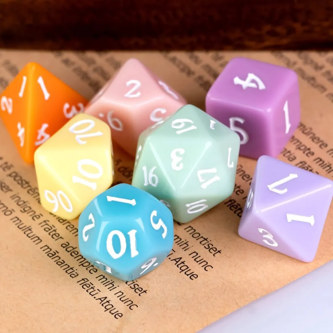 Lapi Toys D&D Dobbelstenen Set 7 Stuks - Pastel Meerkleurig