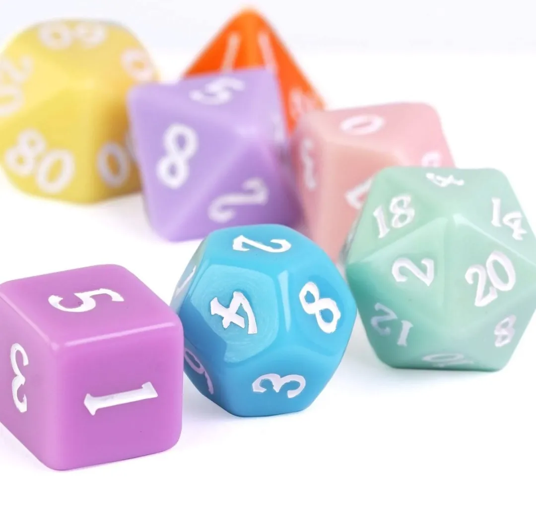 Lapi Toys D&D Dobbelstenen Set 7 Stuks - Pastel Meerkleurig