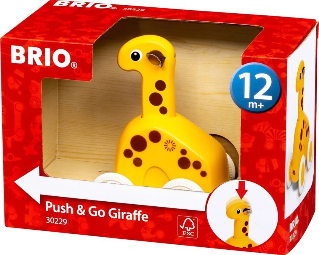 BRIO Push & Go Giraffe Speelgoedvoertuig 30229 - Geel