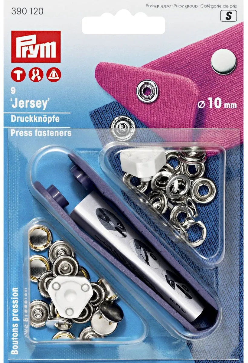 Naaivrijdrukknopen JERSEY gladde kap 10 mm zilverkleurig 9 st. - Drukknopen Jersey - Prym