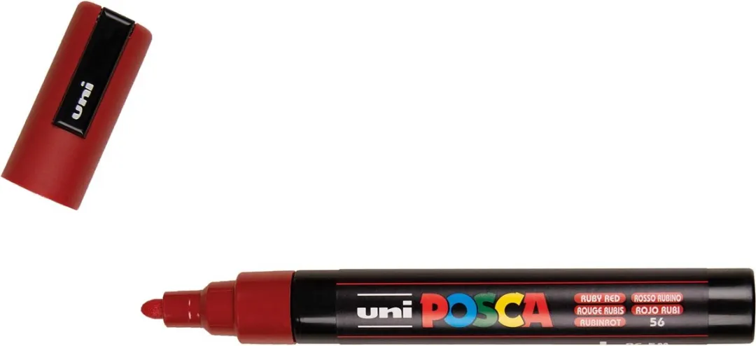 Posca PC-5M Verfstiften - Robijnrood - 6 Stuks
