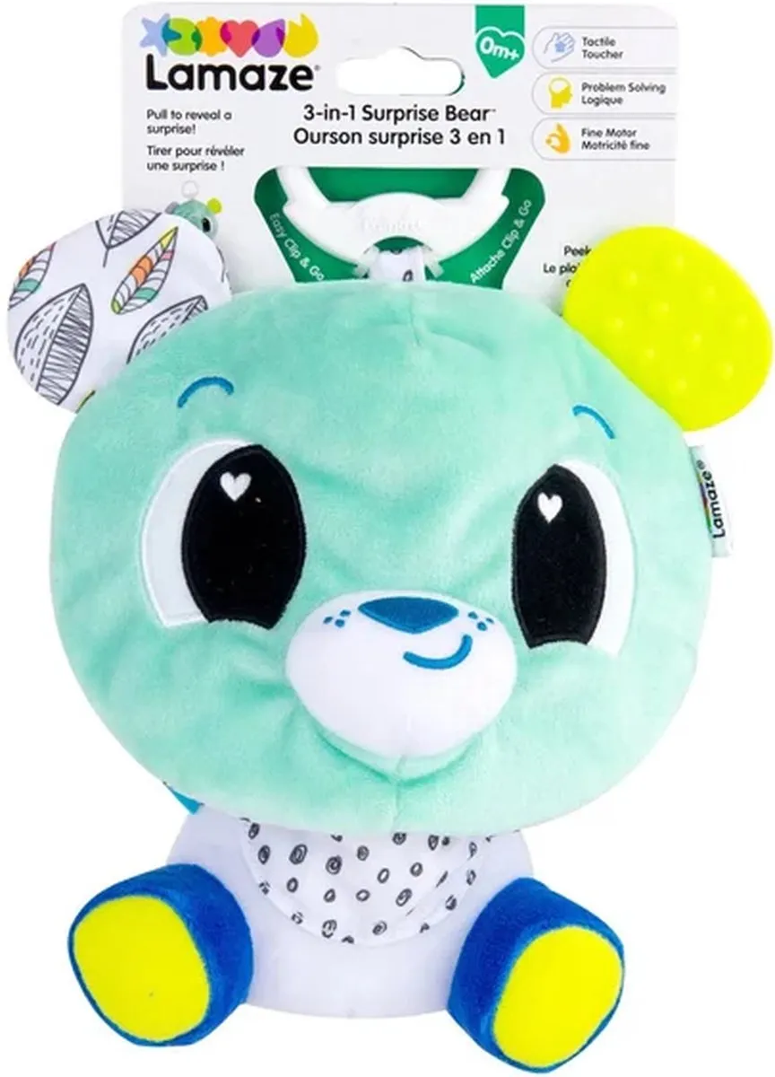Lamaze 3-in-1 Verrassingsbeer Grijpspeelgoed - Turquoise/Wit - afbeelding 6 van 6