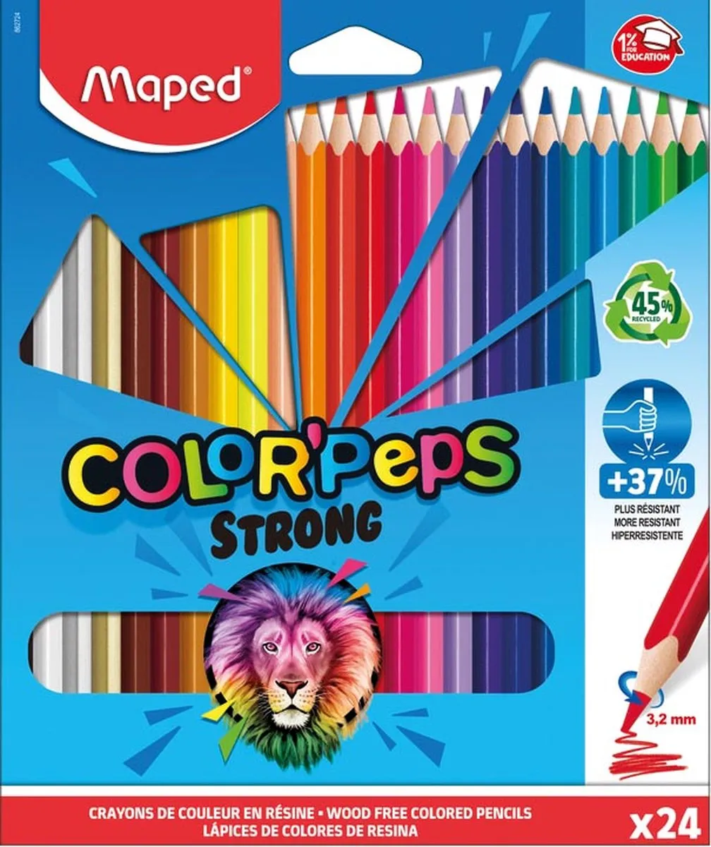 Maped Color'Peps Strong Kleurpotloden 24 Stuks - Kleurenmix
