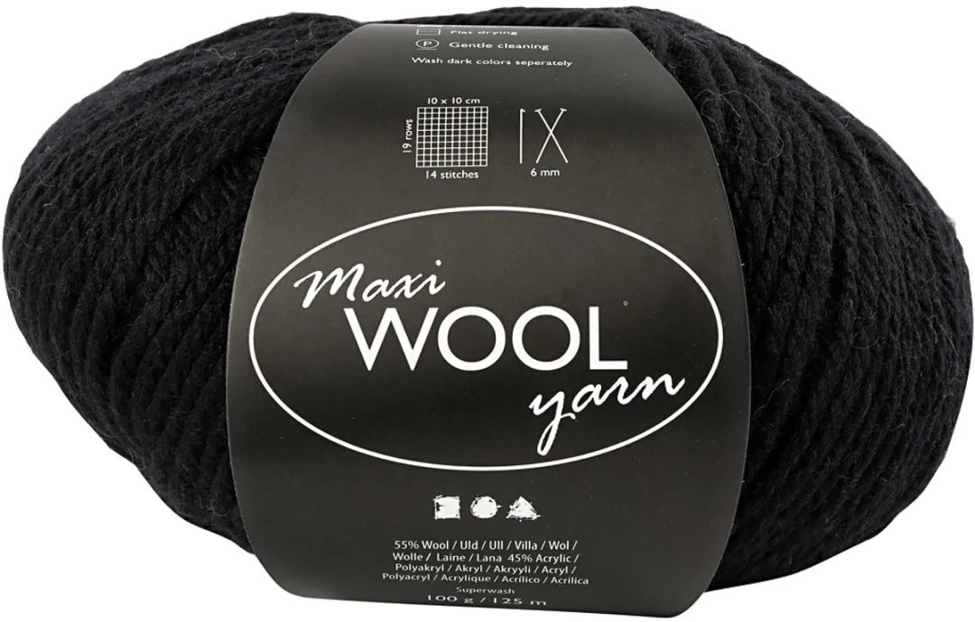 Creativ Company Wolgaren 100g - 125m Zwart