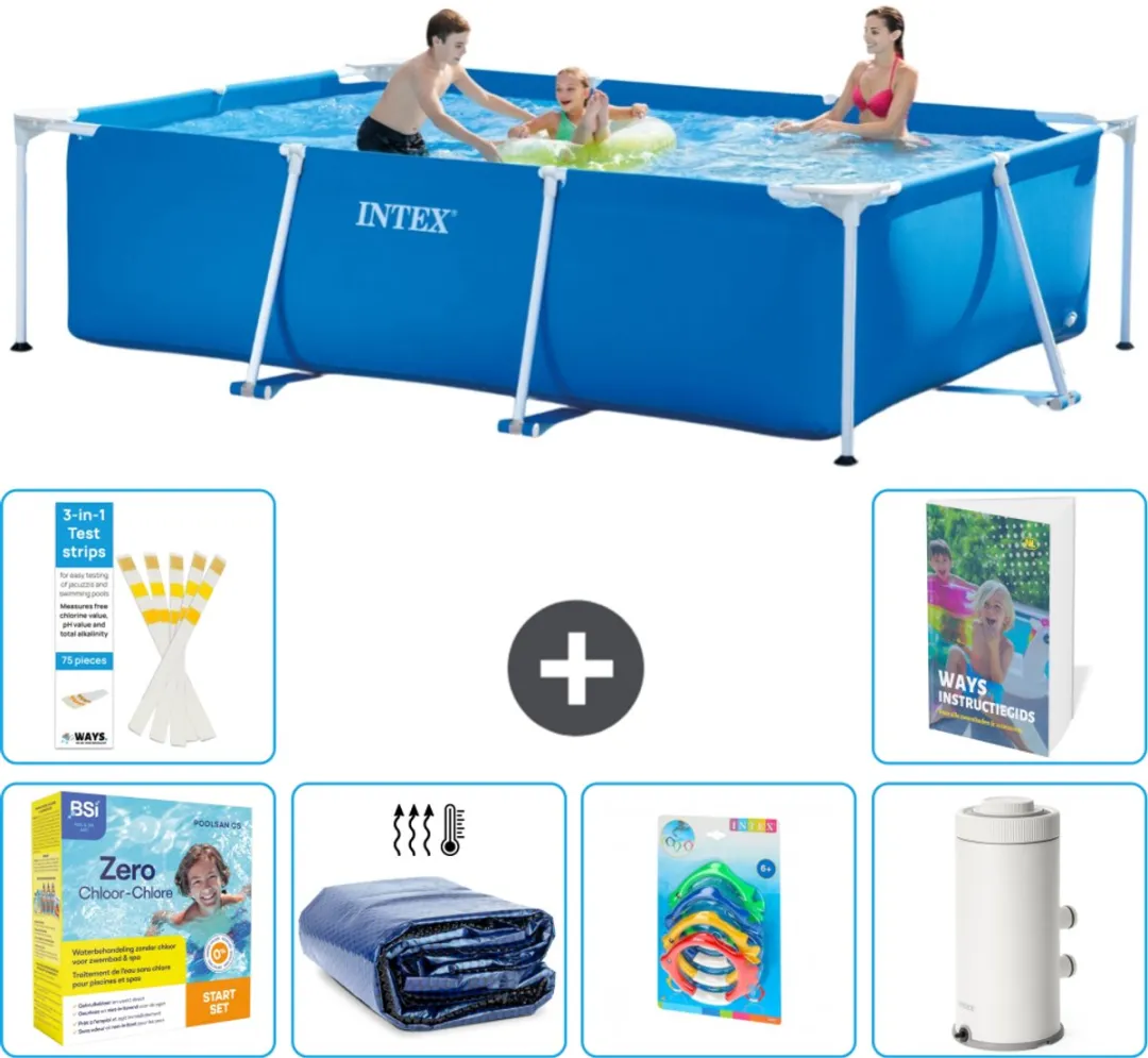 Intex 28272NP-Blauw Rechthoekig Frame Zwembad 300x200x75cm - Blauw - 7-delig