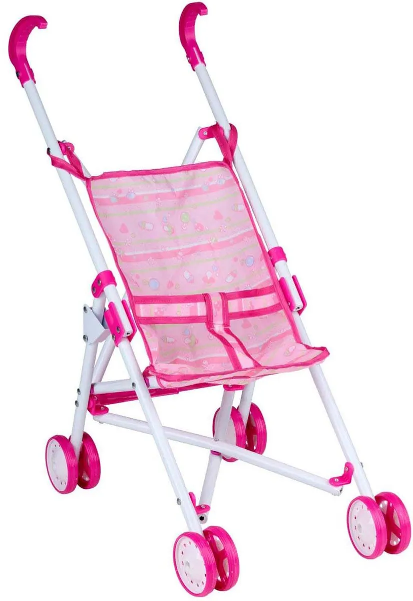 Eddy Toys Poppenwagen Roze Inklapbaar