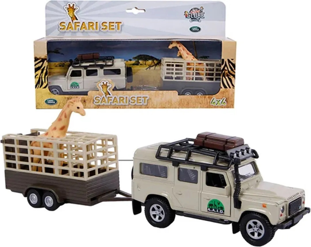 Kids Globe Die-cast Land Rover met Giraffe-trailer 521723 - Multi