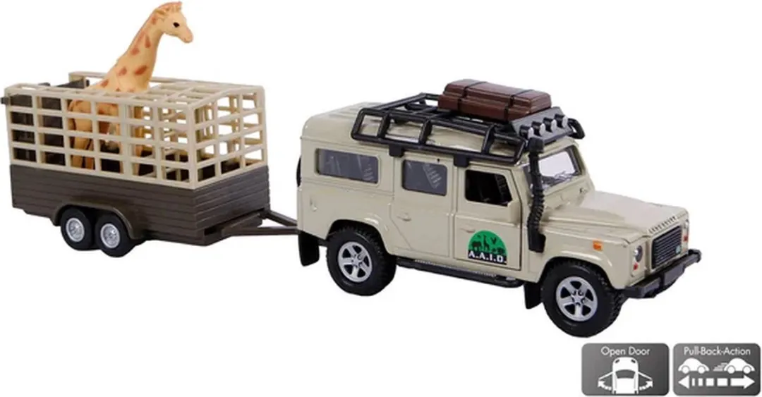 Kids Globe Die-cast Land Rover met Giraffe-trailer 521723 - Multi