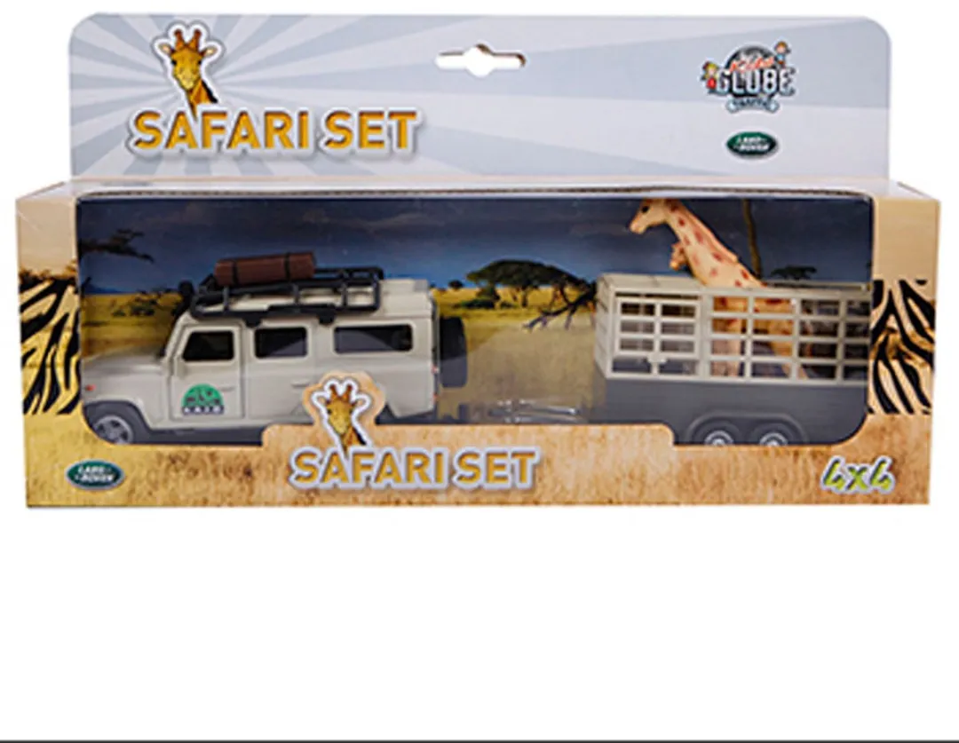 Kids Globe Die-cast Land Rover met Giraffe-trailer 521723 - Multi