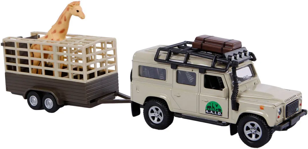 Kids Globe Die-cast Land Rover met Giraffe-trailer 521723