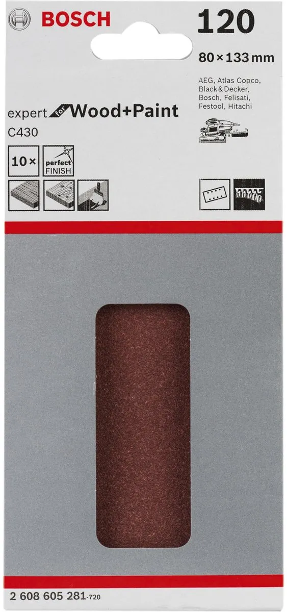 Bosch Schuurbladset 10-delig 80x133mm - 120 grit