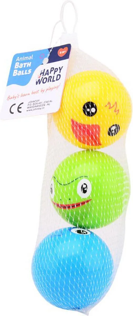 Johntoy Happy World Dieren Bad Speelballen 22277 - 3 Stuks
