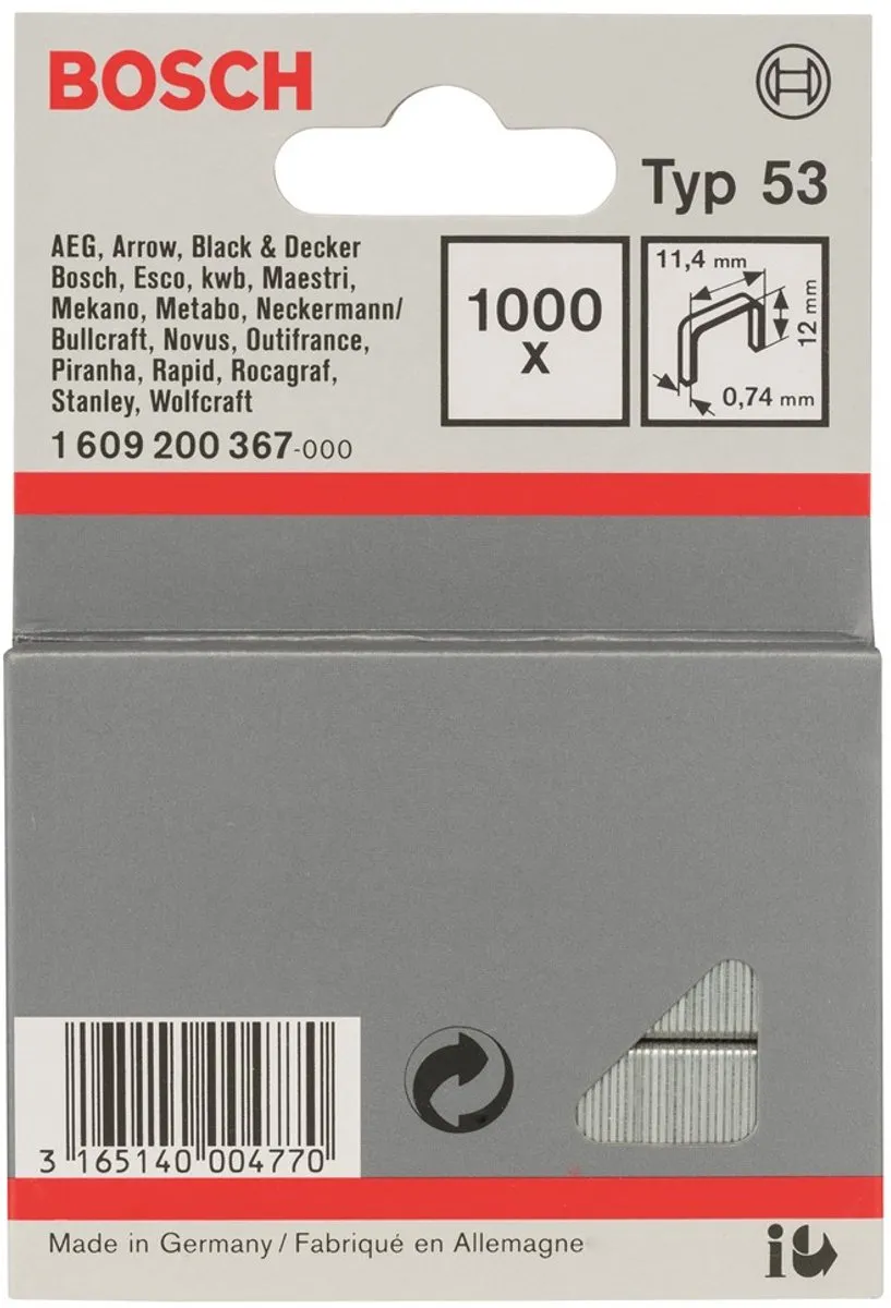 Bosch Fijne draad nieten type 53 11,4x0,74x12mm - 1000 Stuks - afbeelding 6 van 6