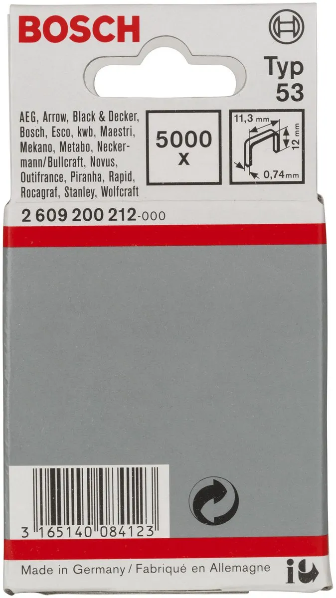 Bosch Fijne draad nieten type 53 11,4x0,74x12mm - 1000 Stuks