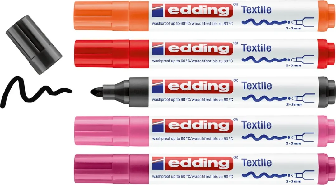 edding 4500 Textielstiften - 5 Stuks - Assorti