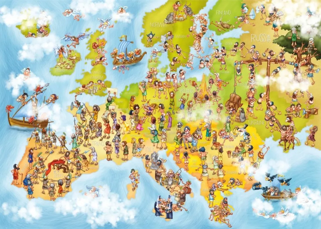 D-Toys Cartoon Map of Europe Puzzel 1000 Stuks - Multicolor