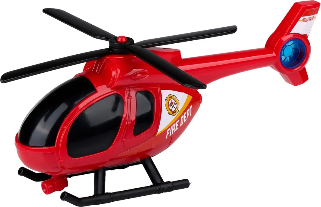 Eddy Toys Brandweerwagen Set 3 Stuks - Rode Set met Brandweerauto, Helikopter & Oplegger
