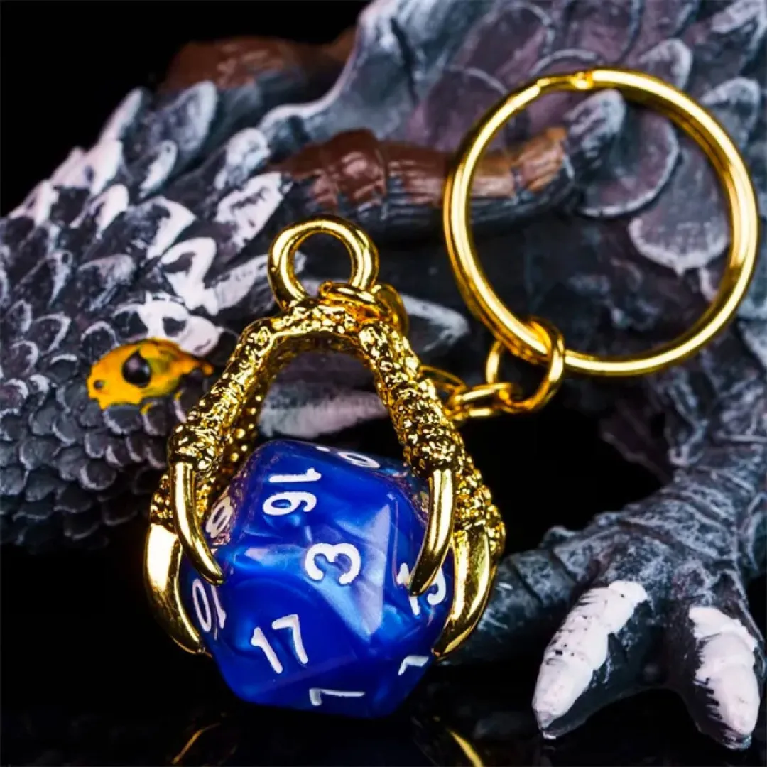 Lapi Toys DnD D20 Sleutelhanger - Blauw/Goud