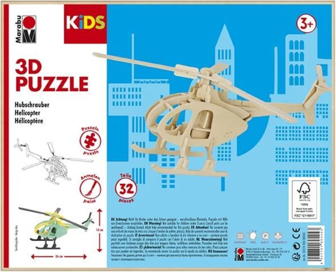 Marabu 3D Puzzel Voertuigen 32 Stuks - Hout