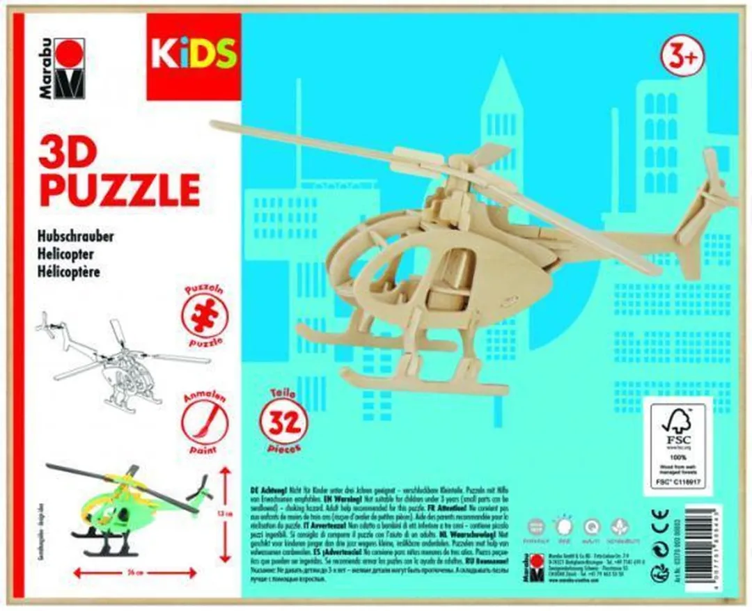Marabu 3D Puzzel Voertuigen 32 Stuks - Hout