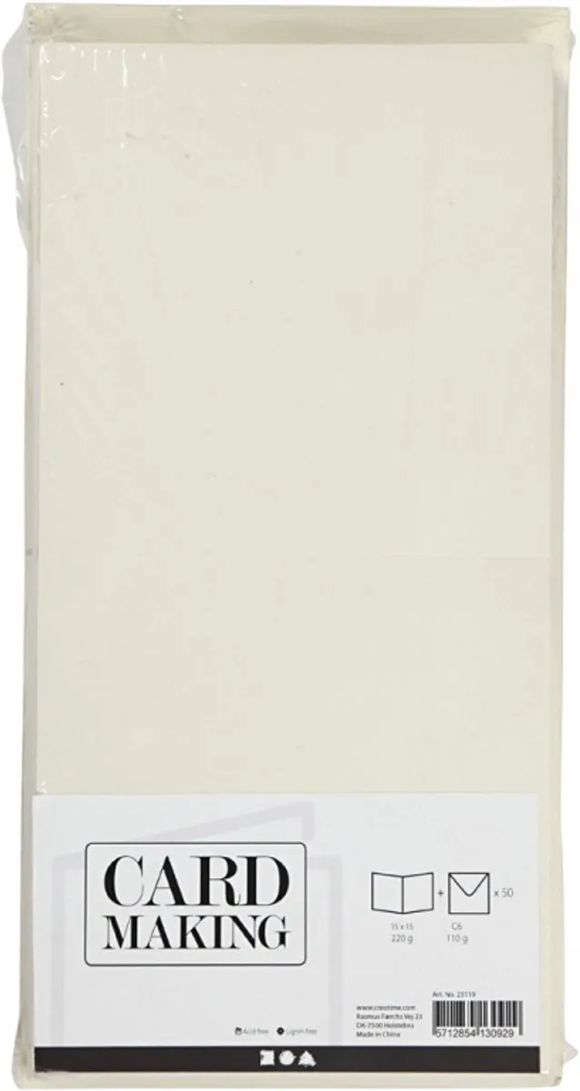 Creativ Company Kaarten & Enveloppen Off-white 15x15cm - 50 Sets