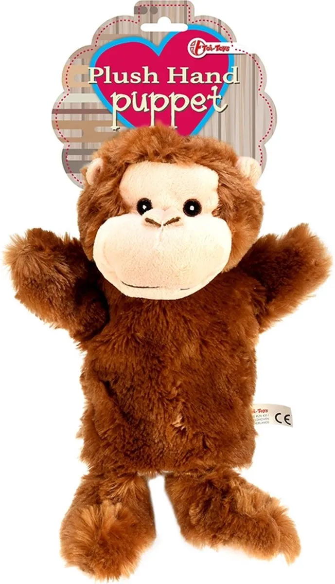 Toi-Toys Pluchen Handpop Aap - Multicolor