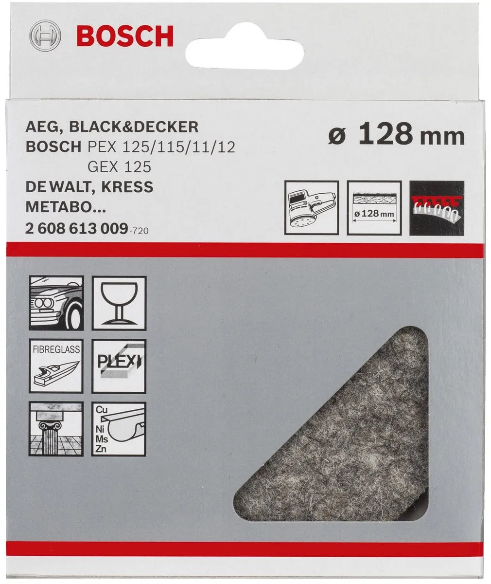 Bosch Polijstvilt Zacht 128mm - Metaal