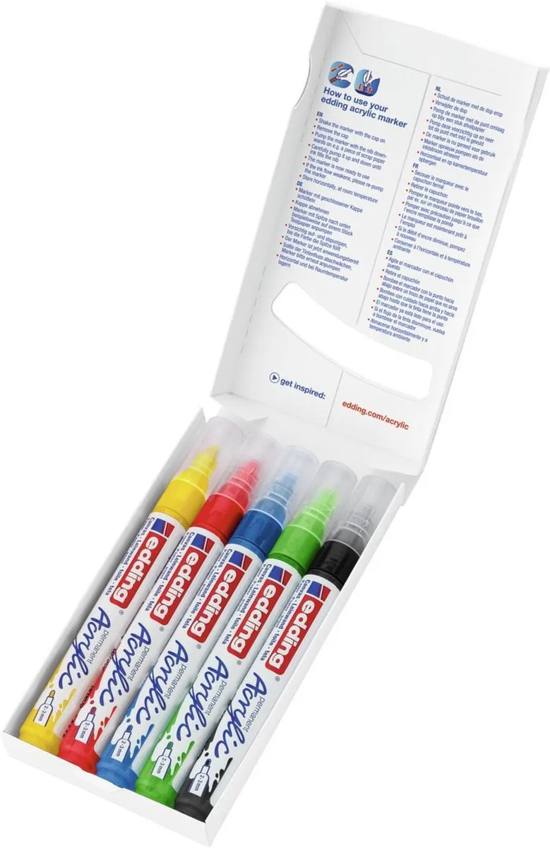 edding 5100 Acrylstiften Set - 5 Stuks Medium