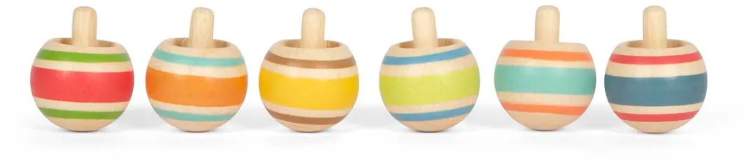 Small Foot Houten Tollen Gestreept - Set van 6