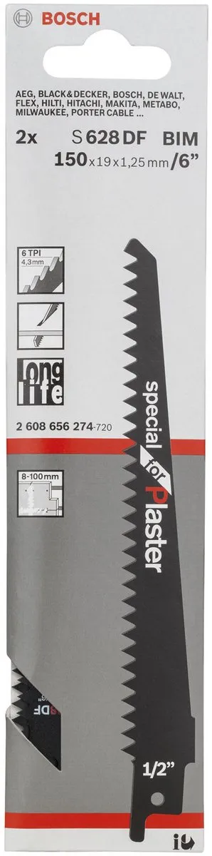 Bosch Reciprozaagblad S 628 DF - 2 Stuks