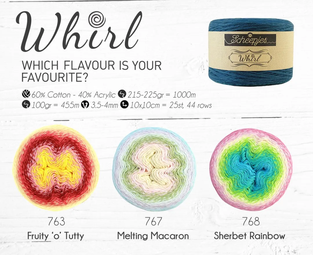 Scheepjes Whirl 1000m Sherbet Rainbow - 3 Kleuren