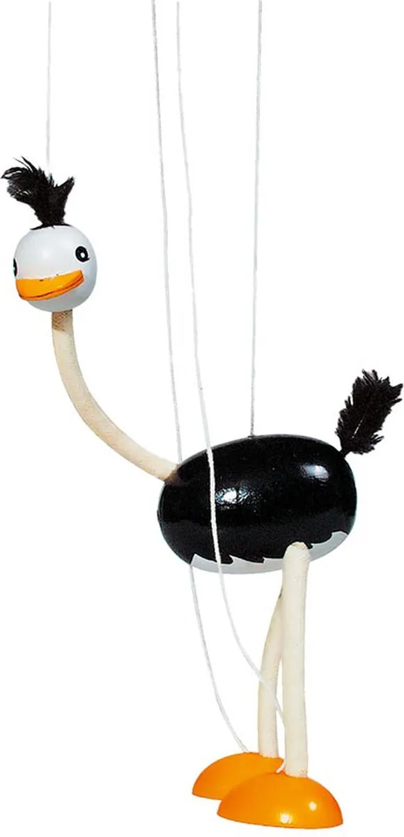 Goki Ostrich Marionet - Zwart-Wit SO104