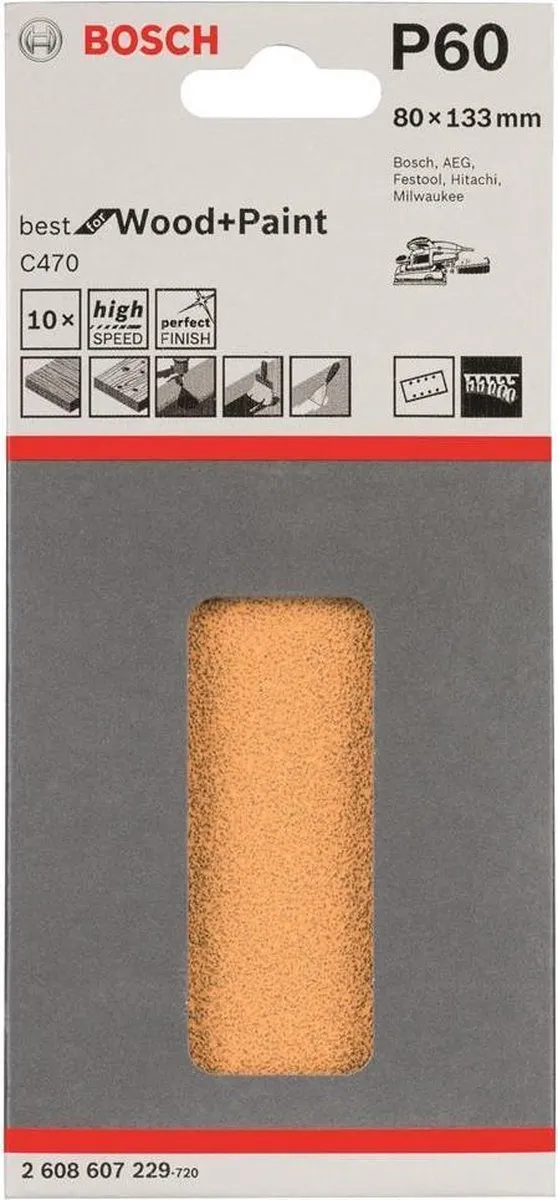 Bosch Schuurbladset 10-delig 80x133mm