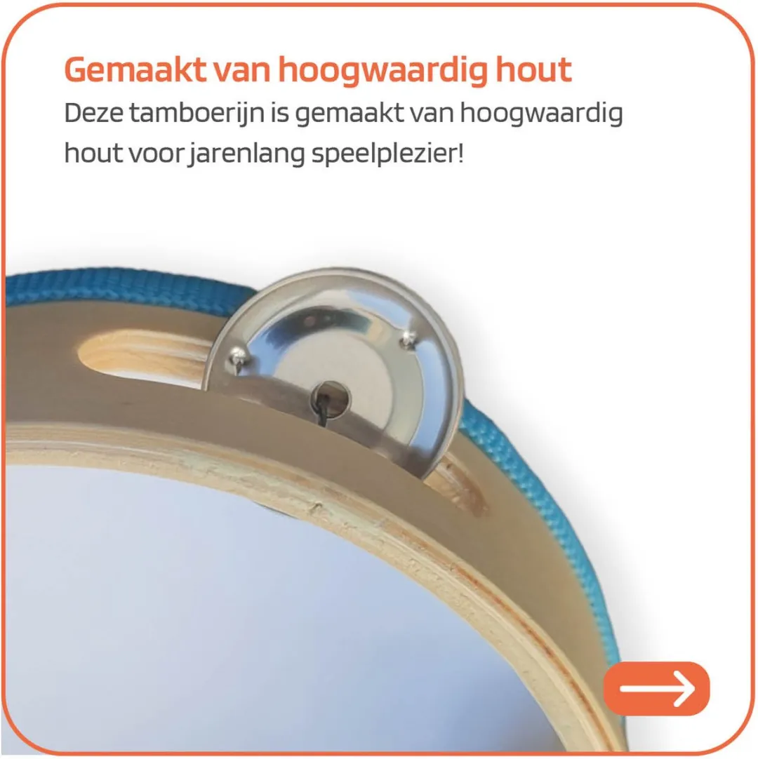 Jobber Toys Tamboerijn Houten Speelgoedinstrument - Willekeurige kleur