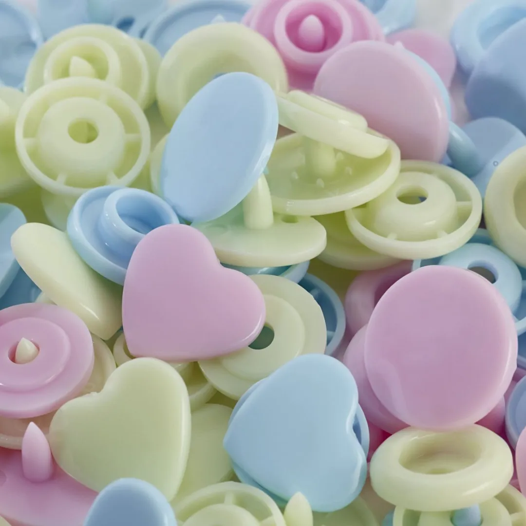 Prym Love Color Drukknoppen Hart 12,4mm - Roze/Groen/Lichtblauw
