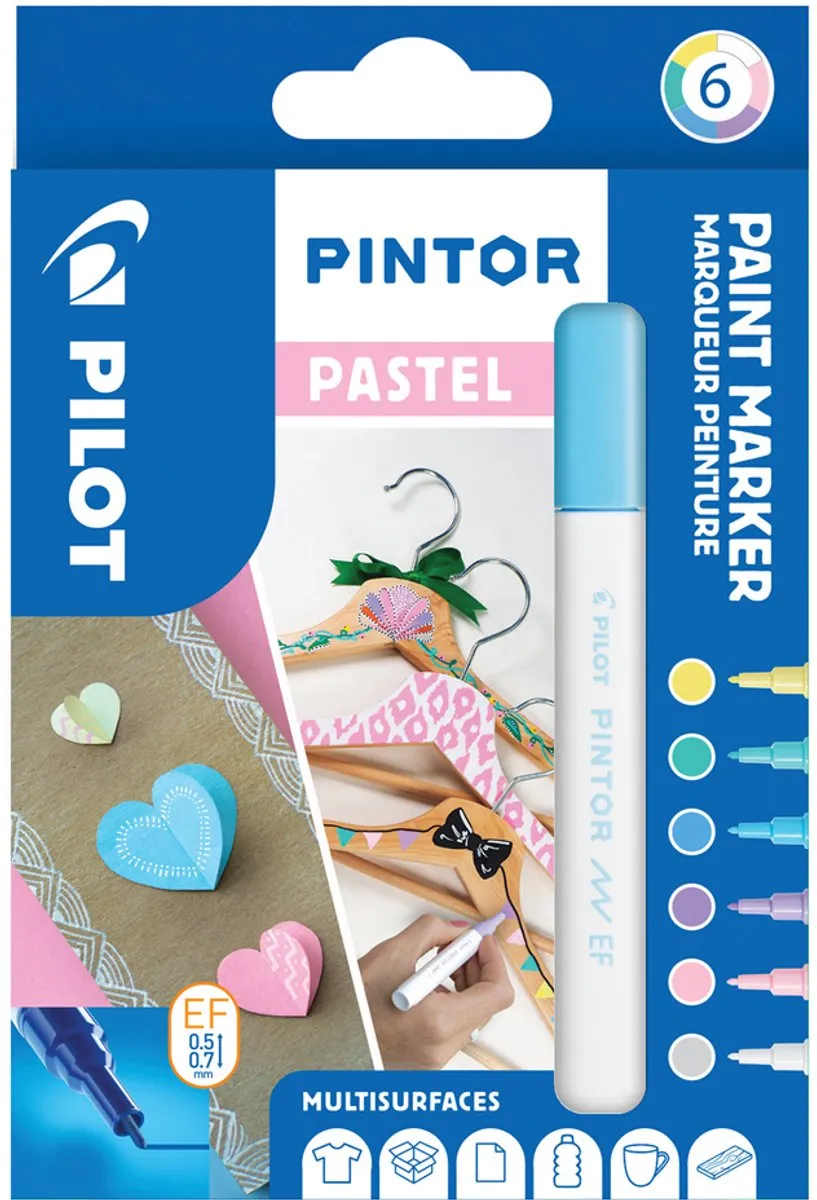 Pilot Pintor 6 Kleuren Verfstiften Set - 6 Stuks