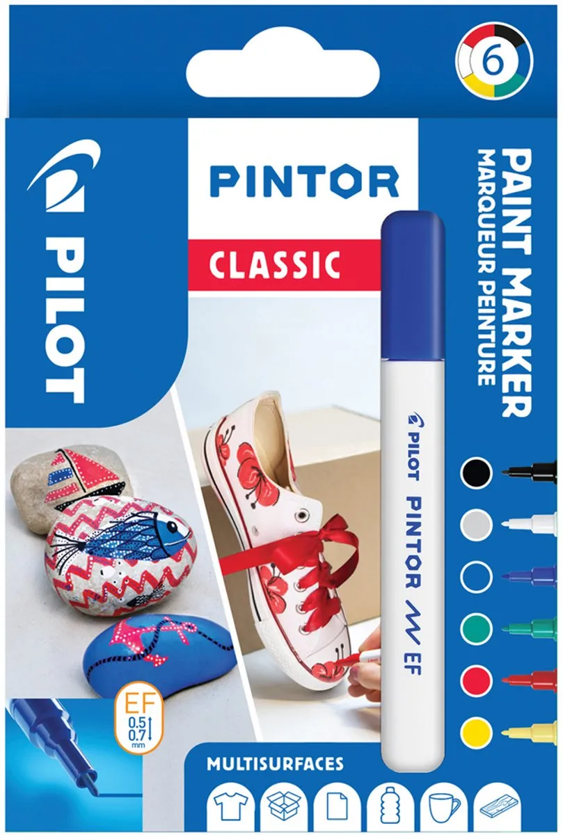 Pilot Pintor 6 Kleuren Verfstiften Set - 6 Stuks