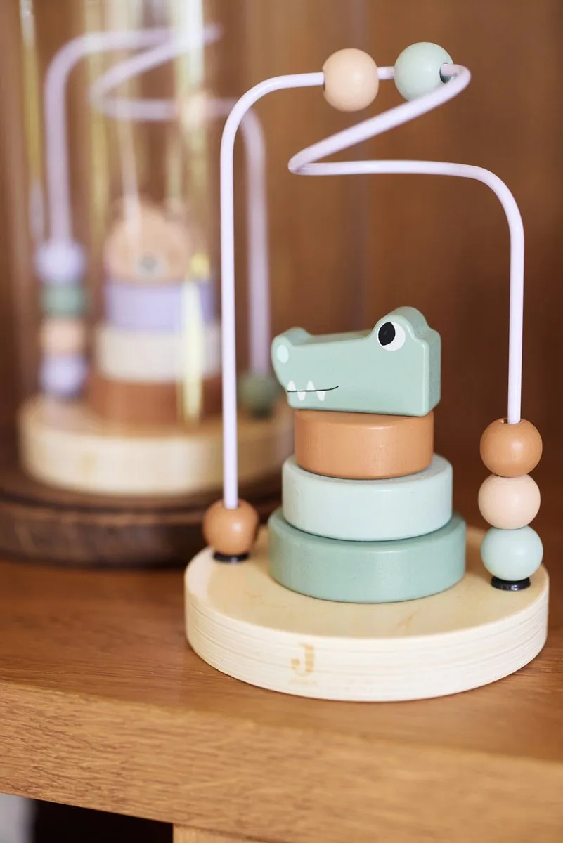 Jollein Houten Spiraal Jungle Jambo Croco - 6 Kralen - FSC Sea Green