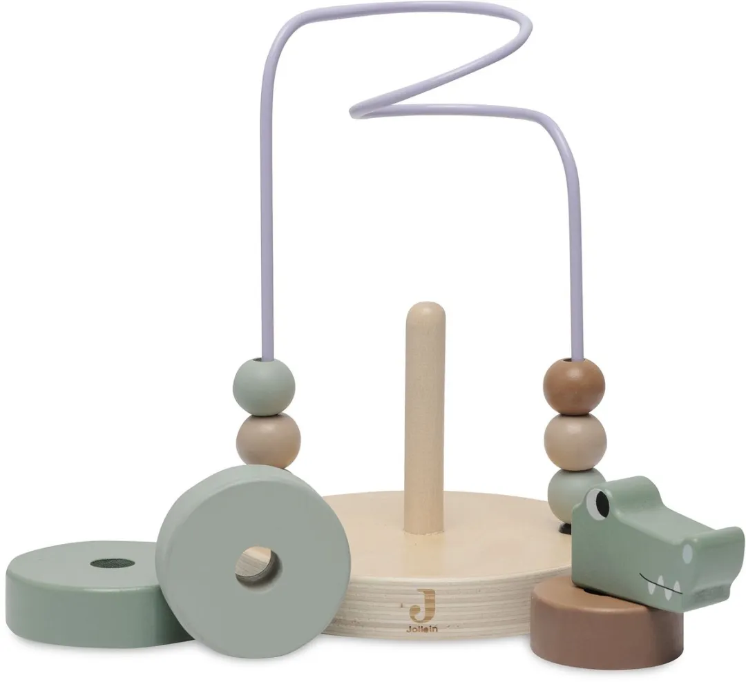 Jollein Houten Spiraal Jungle Jambo Croco - 6 Kralen - FSC Sea Green