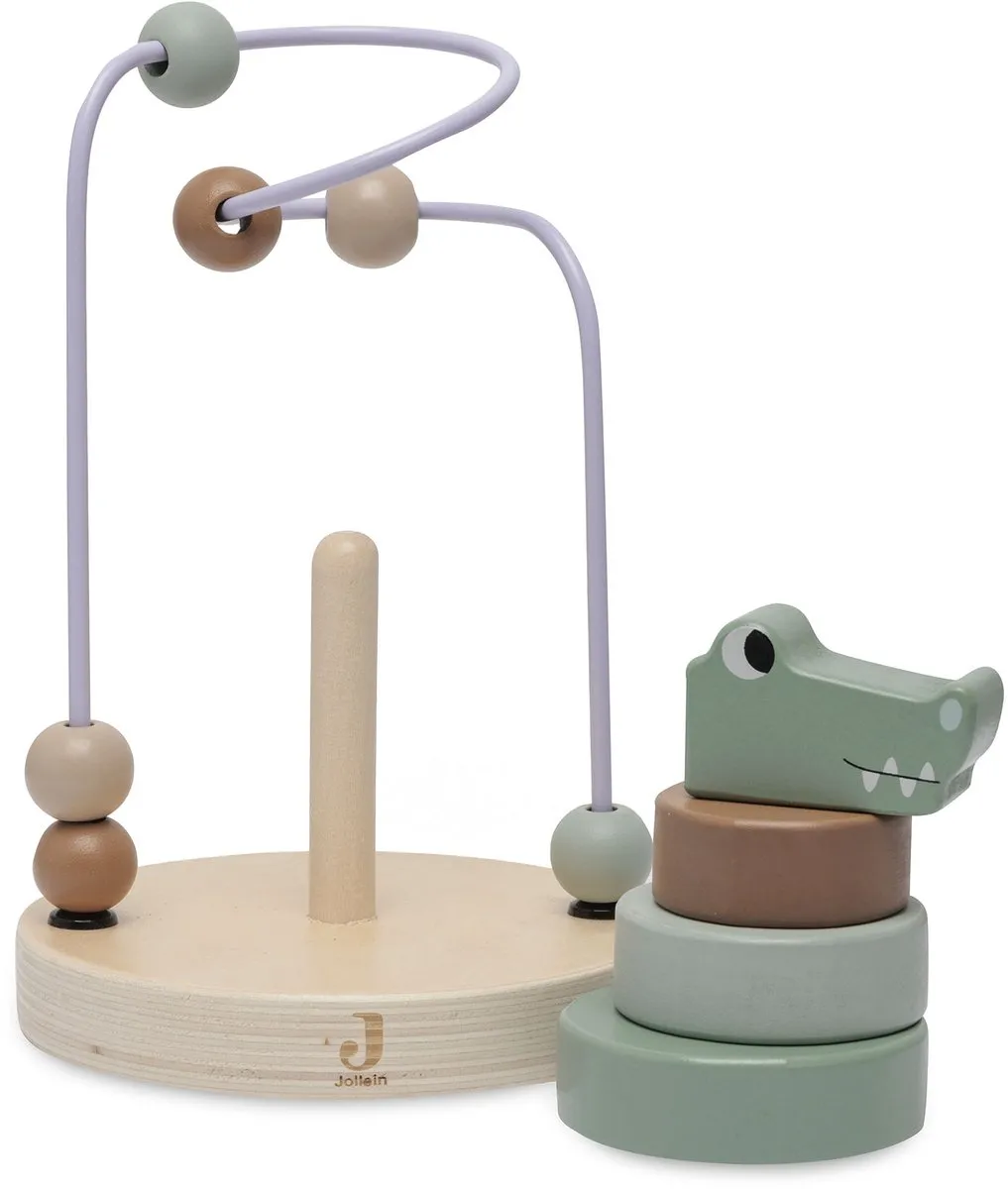 Jollein Houten Spiraal Jungle Jambo Croco - 6 Kralen - FSC Sea Green