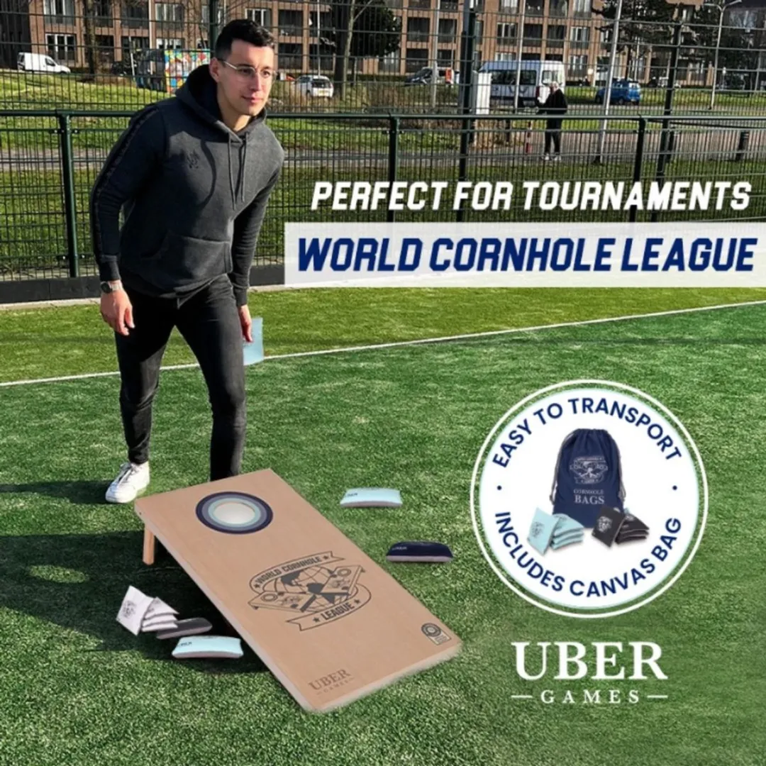 Ubergames World Cornhole League Double Board Set 90x60cm - 16 Bean Bags