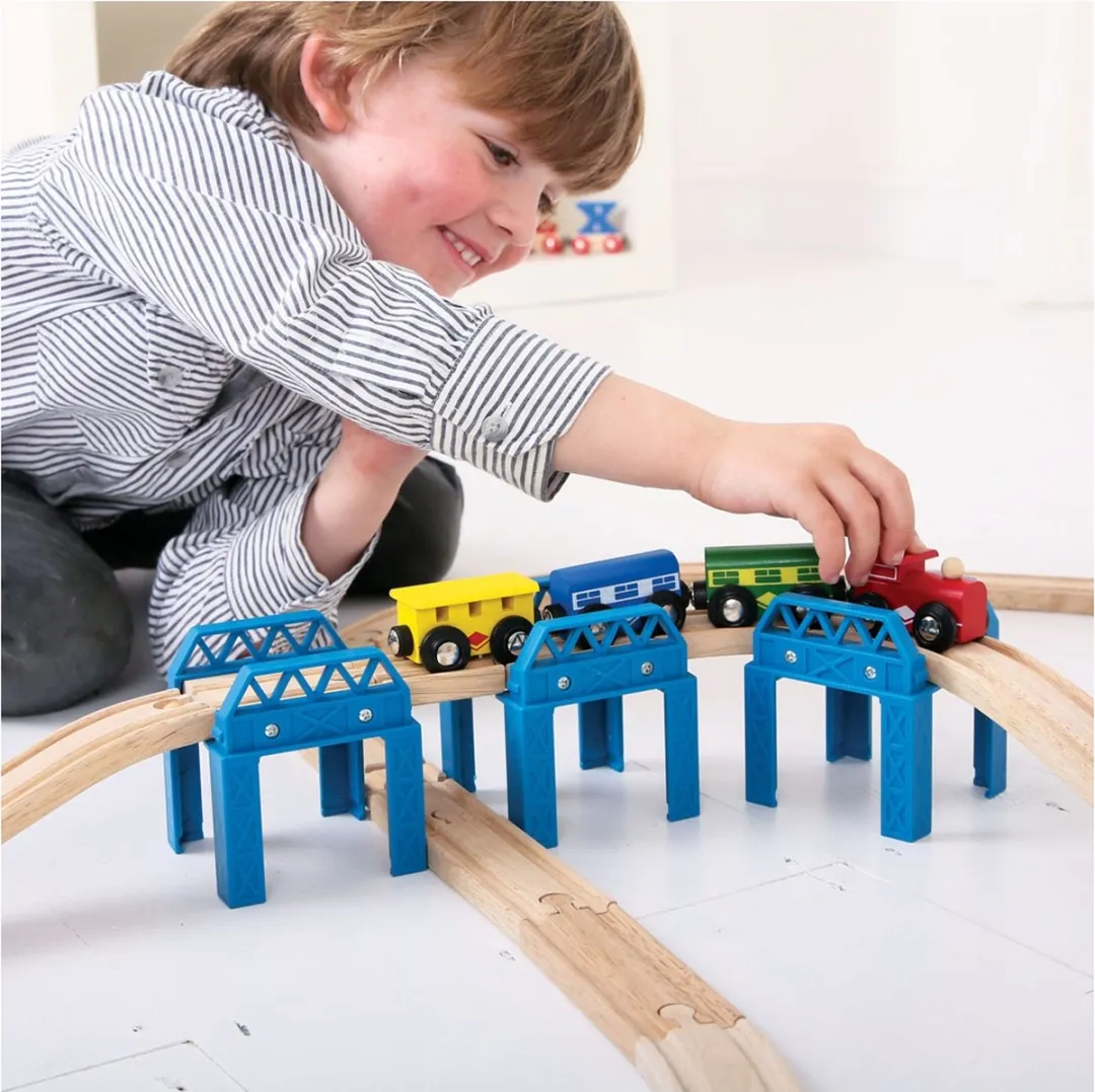 BIGJIGS Treinset Brugdelen BJT056 - Blauw