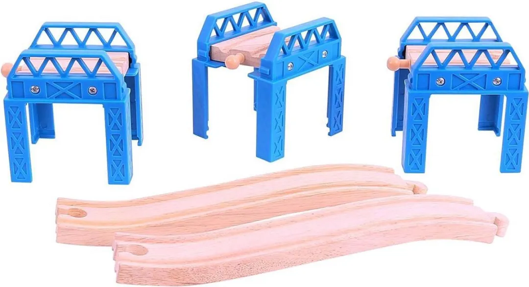 BIGJIGS Treinset Brugdelen BJT056 - Blauw