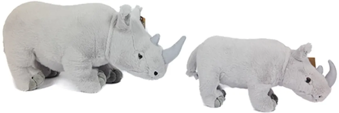 PIA Soft Toys Pluche Neushoorn Staand 40cm - Grijs