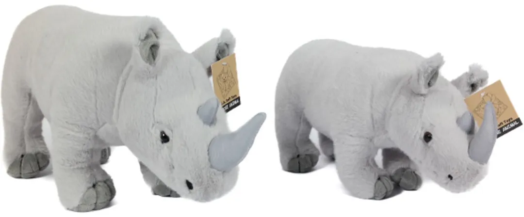 PIA Soft Toys Pluche Neushoorn Staand 40cm - Grijs